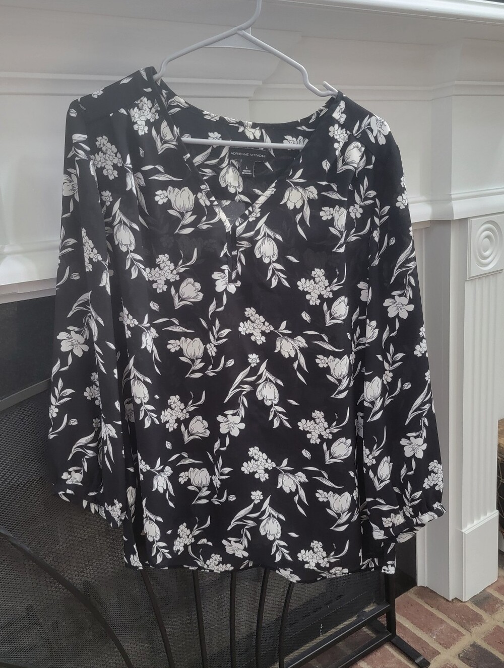 Black and White Floral Blouse